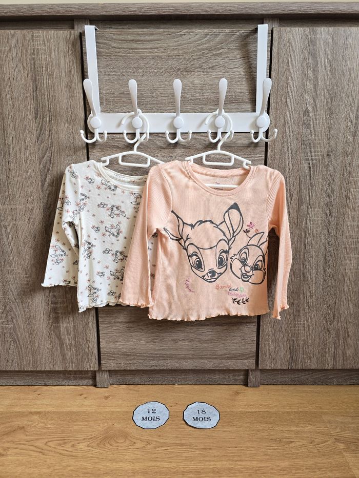 Vêtement Bébé Fille - Lot de t-shirt Bambi - Disney - 12/18 mois 86 cm
