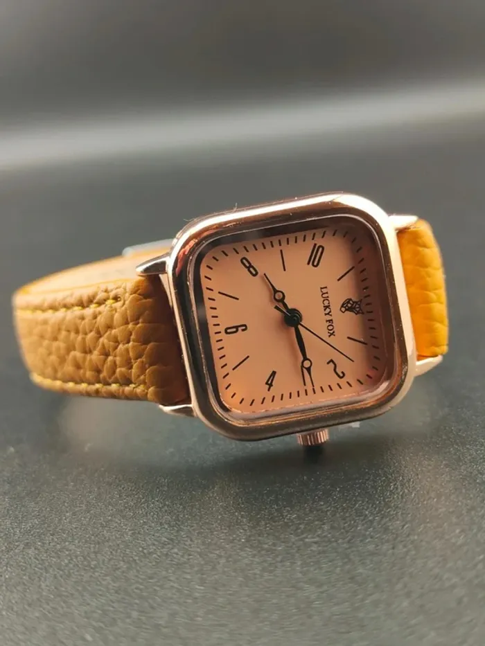 Montre carrée texturée, moutarde, rose-dorée - photo numéro 2