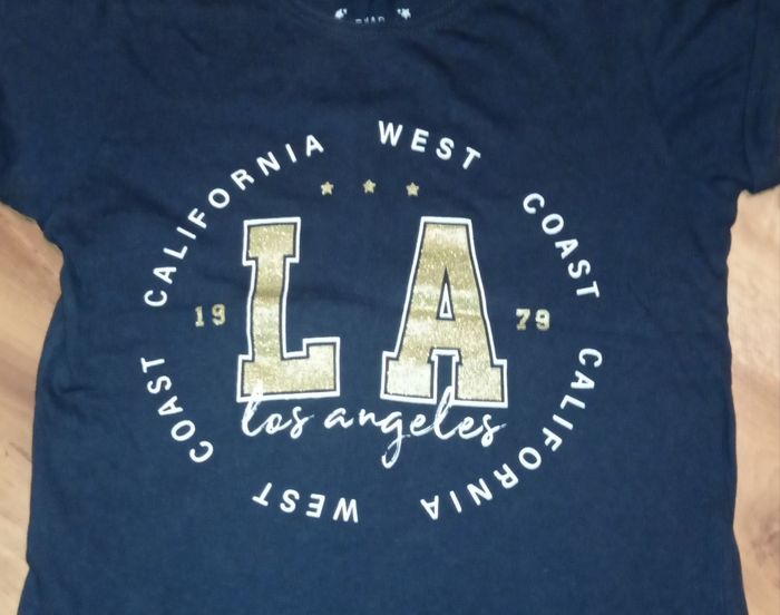 T-shirt fille marine et doré, Primark, taille 9-10 ans - photo numéro 2