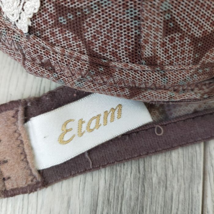 Ensemble de lingerie etam soutien gorge 85c string taille 36 multicolore a motifs marron beige brodé - photo numéro 3