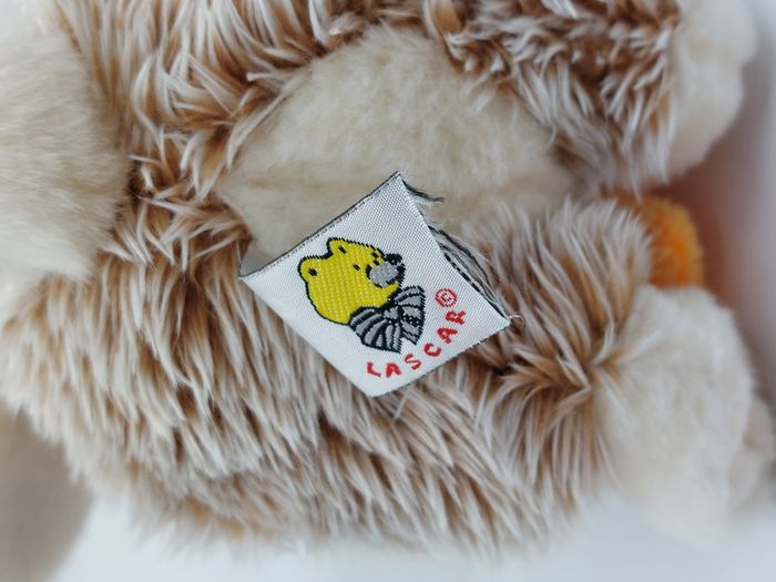 Peluche doudou lapin marron chiné blanc LASCAR écharpe orange flocon 18 cm - photo numéro 6