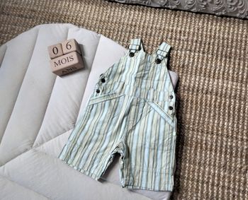 Salopette short rayée verte OKAÏDI