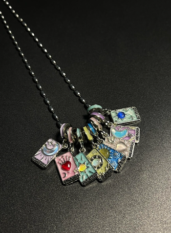 Tarot Charm Necklace Colorful Vintage Style