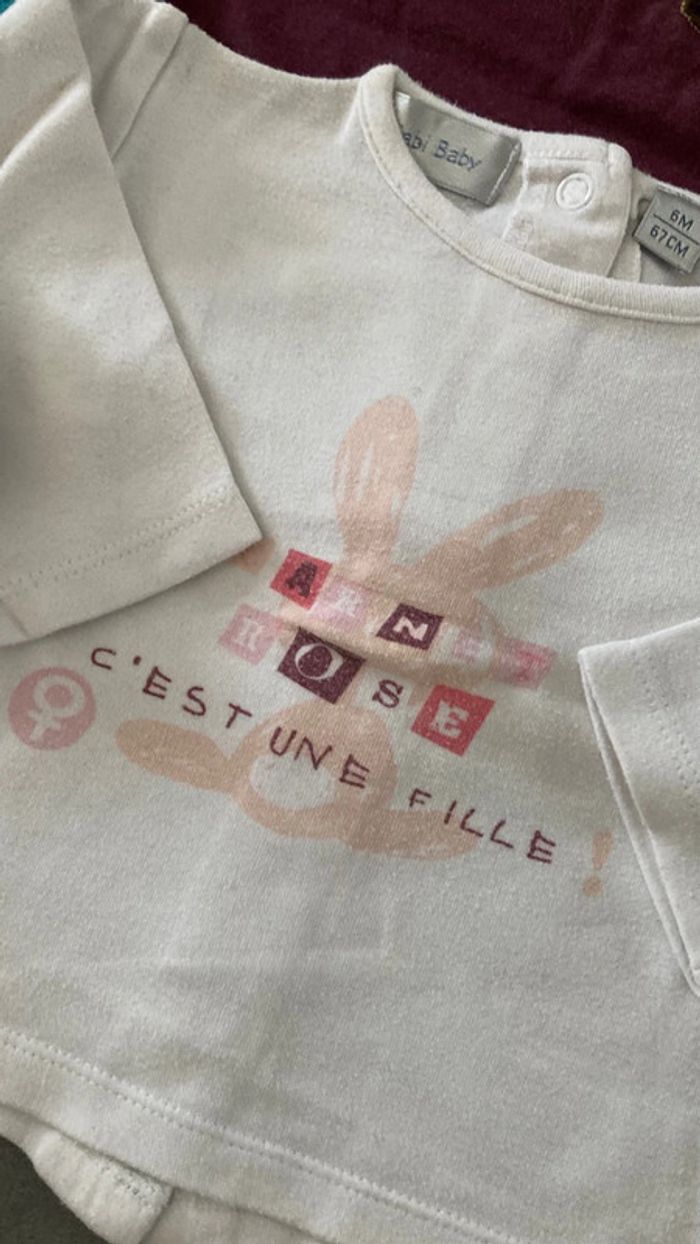 Lot ensemble vêtement bébé fille 6 mois haut pull sweat tee shirt garde robe - photo numéro 6