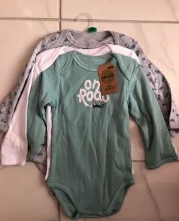 Lot de 3 Bodies manches longues Sincere coton bio garçon taille 12 mois neufs ds emballage