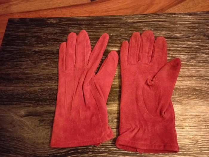 Gants femme daim rouge - photo numéro 2