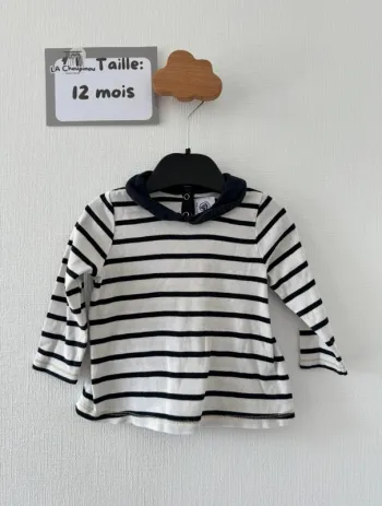 Tee shirt rayé manches longues - taille 12 mois 🌸