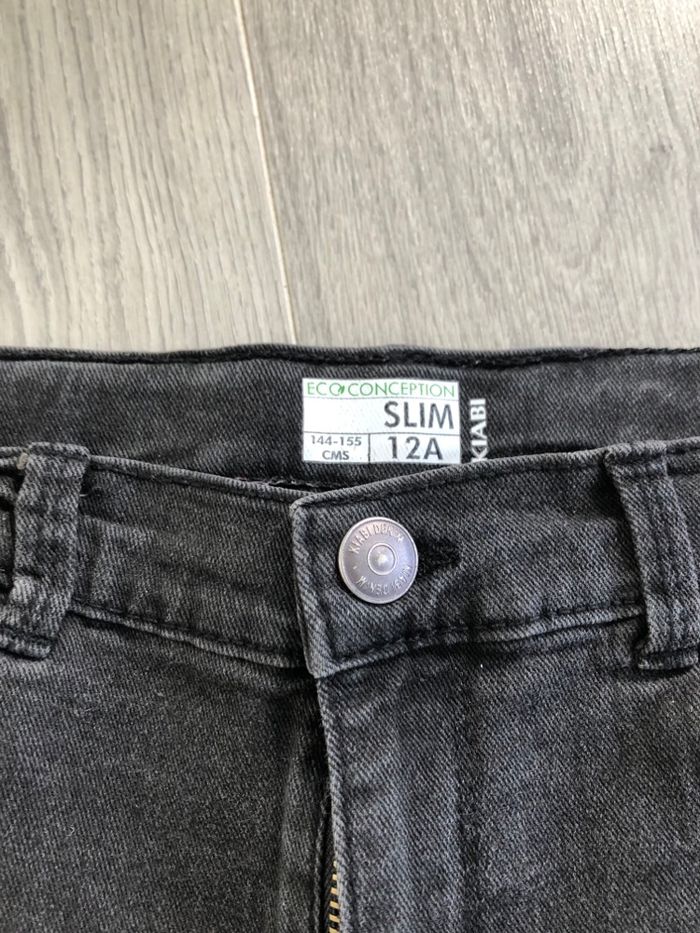 Jeans fille taille 12 ans noir forme slim kiabi - photo numéro 2