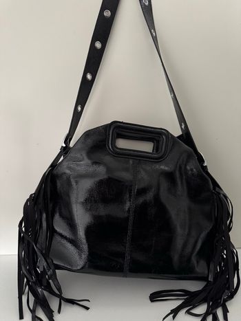Sac top tendance à franges noir et argent 