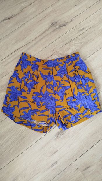 Short imprimé moutarde et bleu H&M Taille S 36