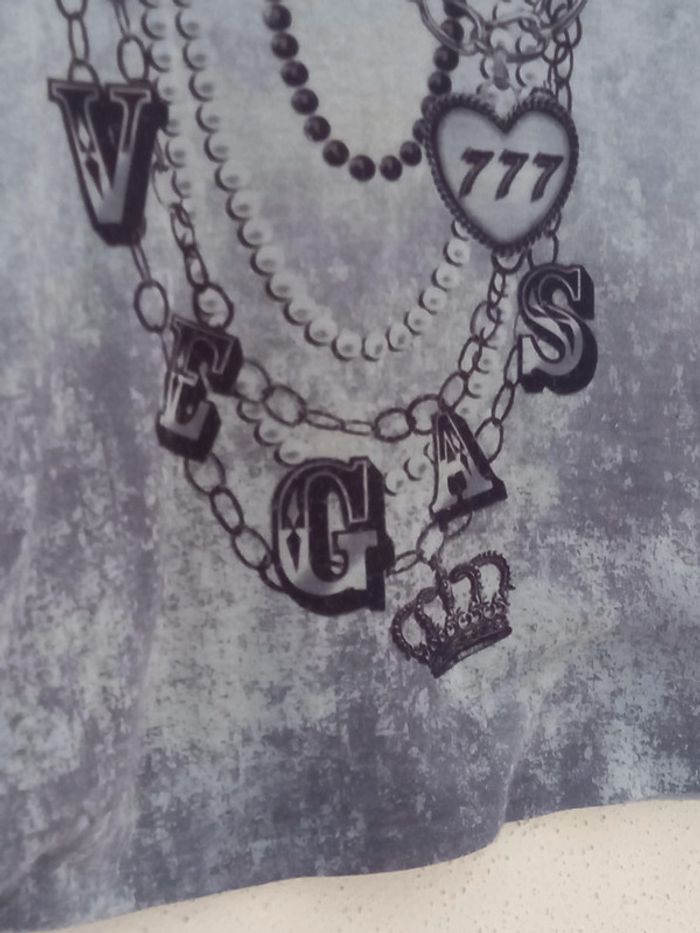 Haut femme gris avec motifs et brillant T: M - photo numéro 4