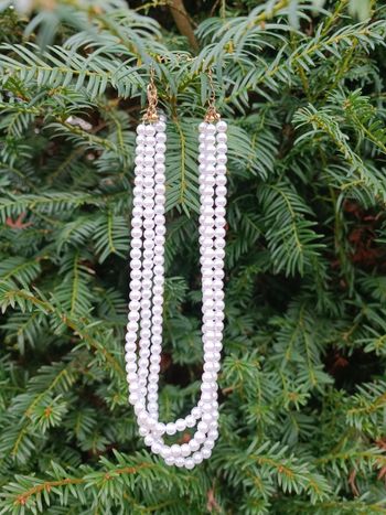 Collier en perle blanche 3couches bijou élégant