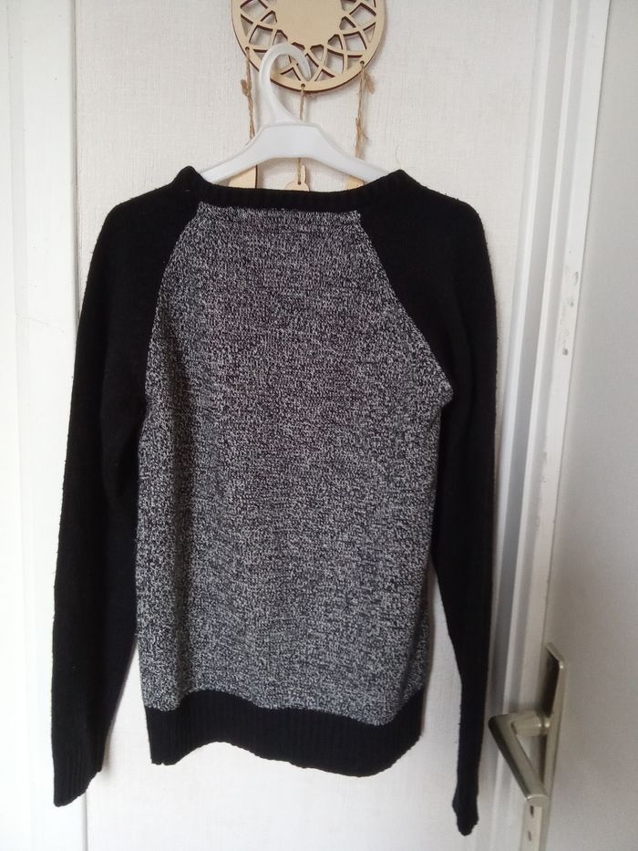 Pull garçon mi saison, automne effet côtelé gris  noir taille 9-10 ans - photo numéro 2