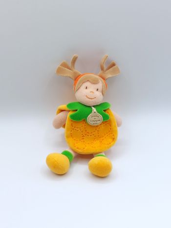 DOUDOU ET COMPAGNIE lutin fille poupée ananas jaune vert les p'tits fruits 18 cm