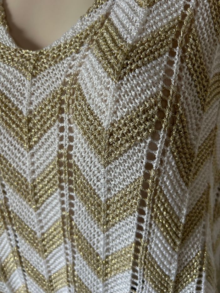 Pull débardeur tricot zig zag doré et blanc made in italy 38/40 - photo numéro 7