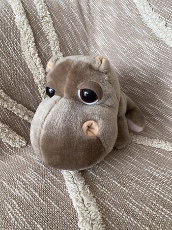 Peluche Doudou 27cm Big Headz hippopotame gros yeux gris marron très bon état