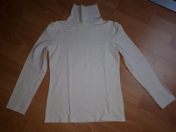 Tshirt sous-pull manches longues col roulé blanc T 10 ans