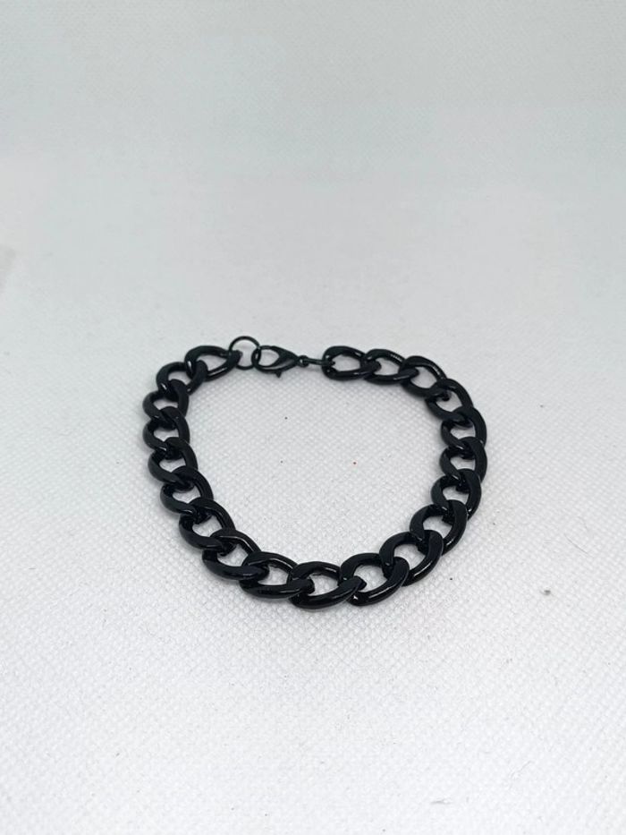 Bracelet gourmette gros maillon noir - photo numéro 2