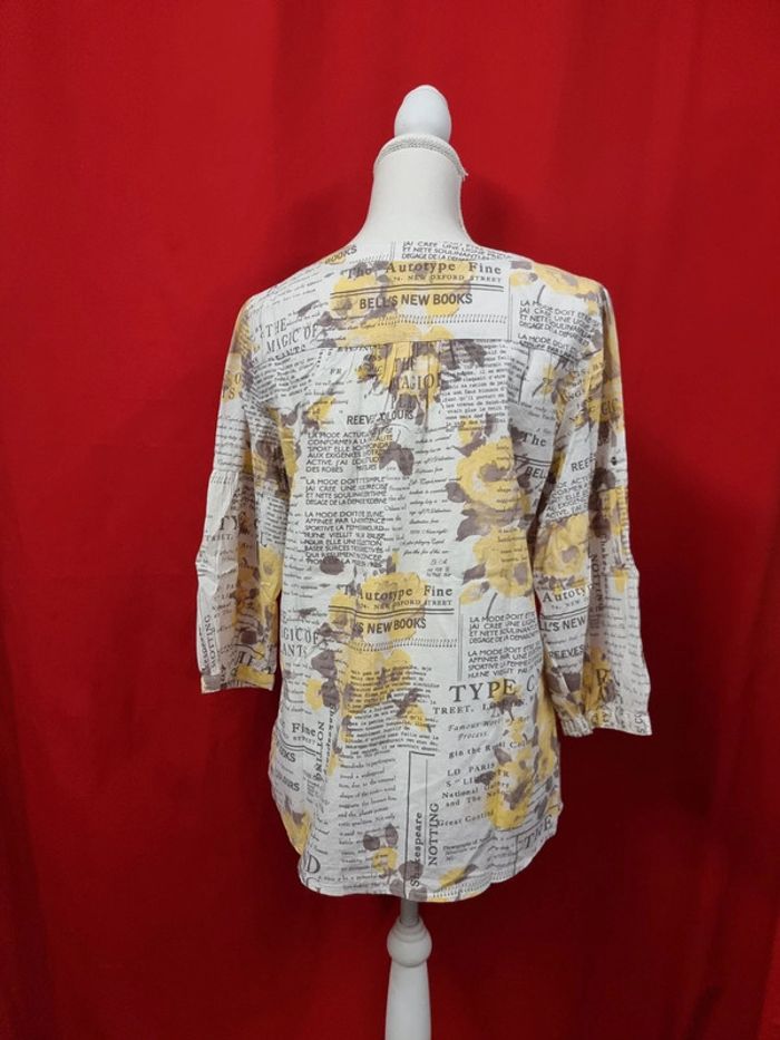 Armand Thiery blouse motif floral jaune * taille 4 * - photo numéro 5