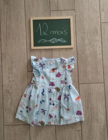 Robe été bleu clair oiseaux catimini 12 mois