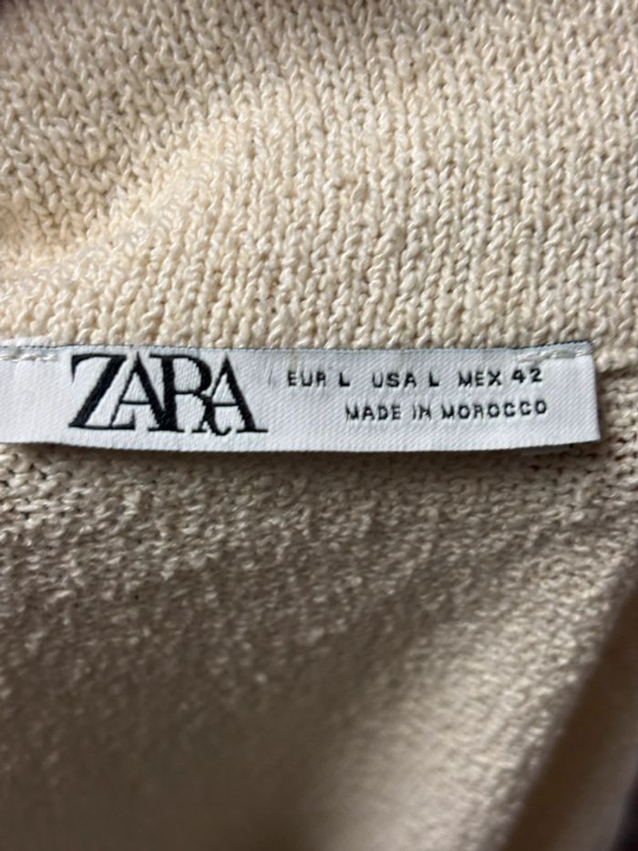Chemise Zara Manche Courte en Coton Éponge - Taille L - Beige et Taupe - photo numéro 6