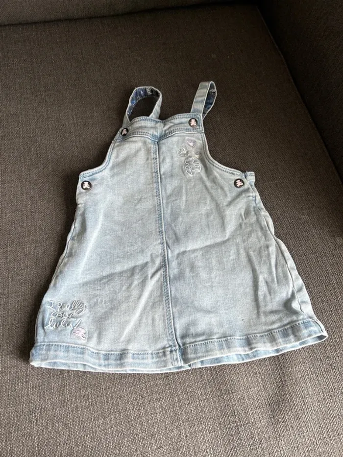 Salopette robe en jean bébé fille, lulu castagnette, 18 mois