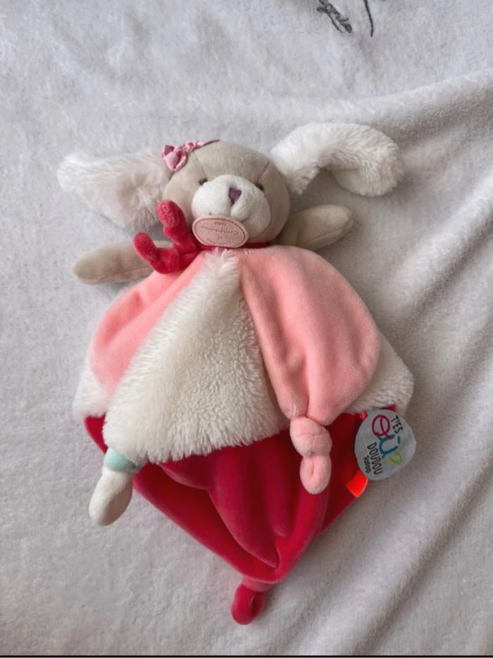 Doudou  plat chien rose gris tatoo super doudou et compagnie - photo numéro 4