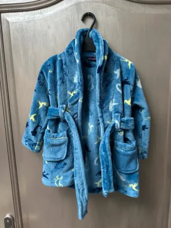 Peignoir sergent major 2/3 ans bleu dinosaures