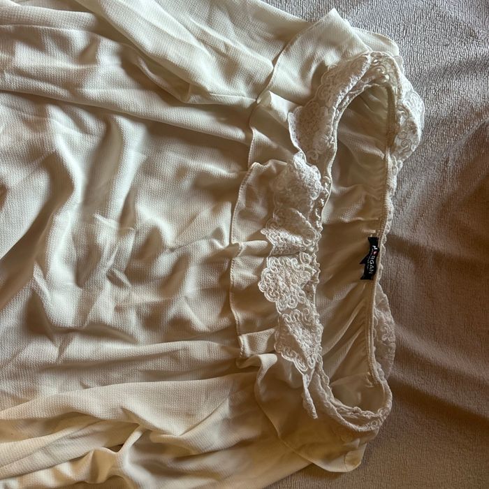 Pull léger blanc unis à dentelle - photo numéro 3