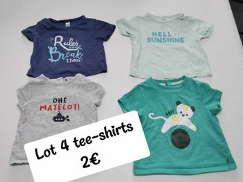 Lot 4 tee shirt manches courtes 3 mois
