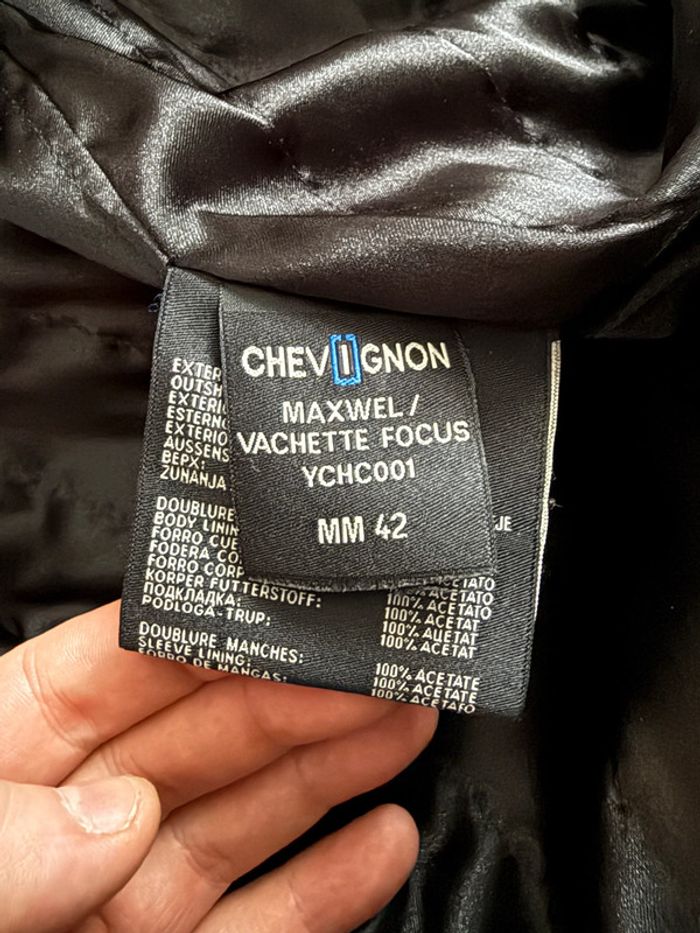 Long manteau en cuir vintage Chevignon Taille XL - photo numéro 4