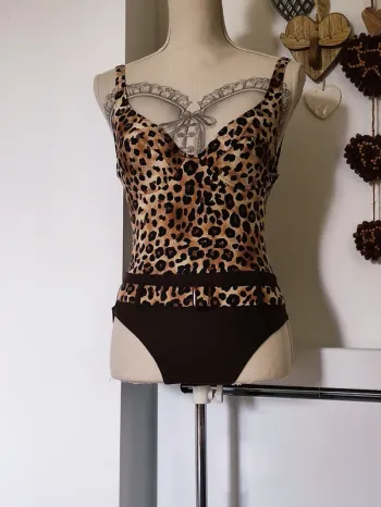 🐆 maillot imprimé léopard 💋vintage années 90