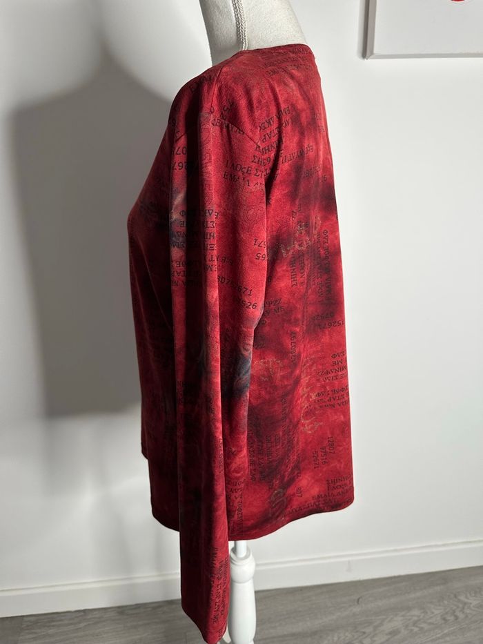 T-shirt à manches longues rouge bordeaux doré Guy Dubois Vintage T46 3XL - photo numéro 7