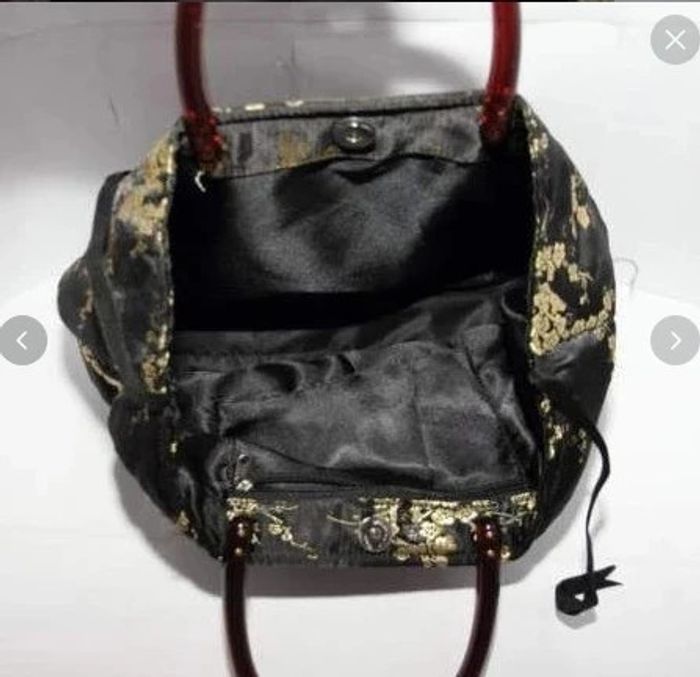 Sac style chinois satiné doré et noir - photo numéro 2