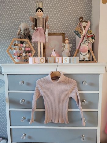 Pull léger côtelé rose avec paillettes - Tape à l'oeil
