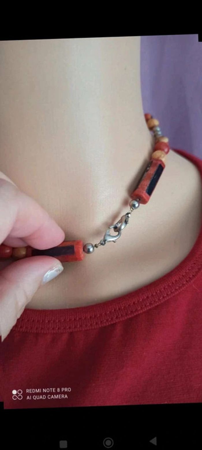 Collier ras de cou naturel orange - photo numéro 4