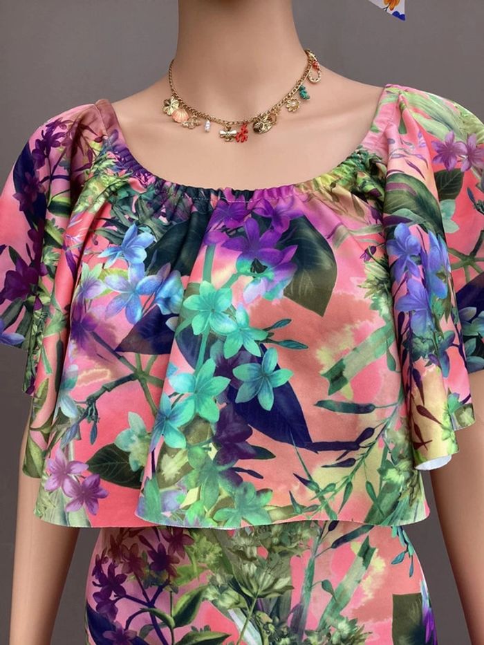 Robe tropicale Boohoo à volants – Taille 36 – Excellent état - photo numéro 2