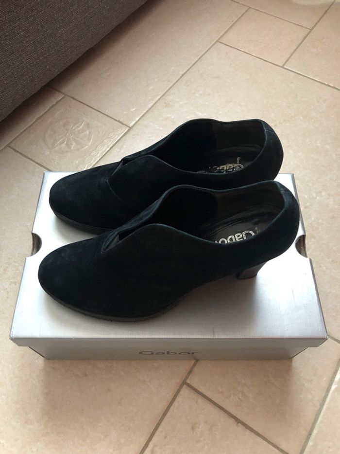 Richelieu bottines Gabor T38 cuir velours noir - photo numéro 2