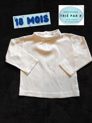 Sous pull t-shirt col roulé blanc 18 mois