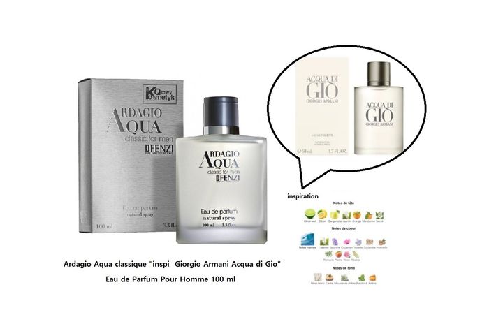 Ardagio Aqua classique "inspi  Giorgio Armani Acqua di Gio" Eau de Parfum Pour Homme 100 ml - photo numéro 2