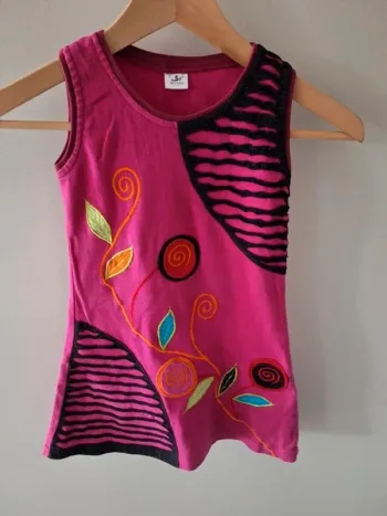 Robe coton rose et noire 6 ans