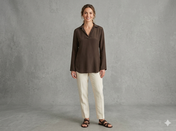 chemisier voile manches longues marron taille M Zara