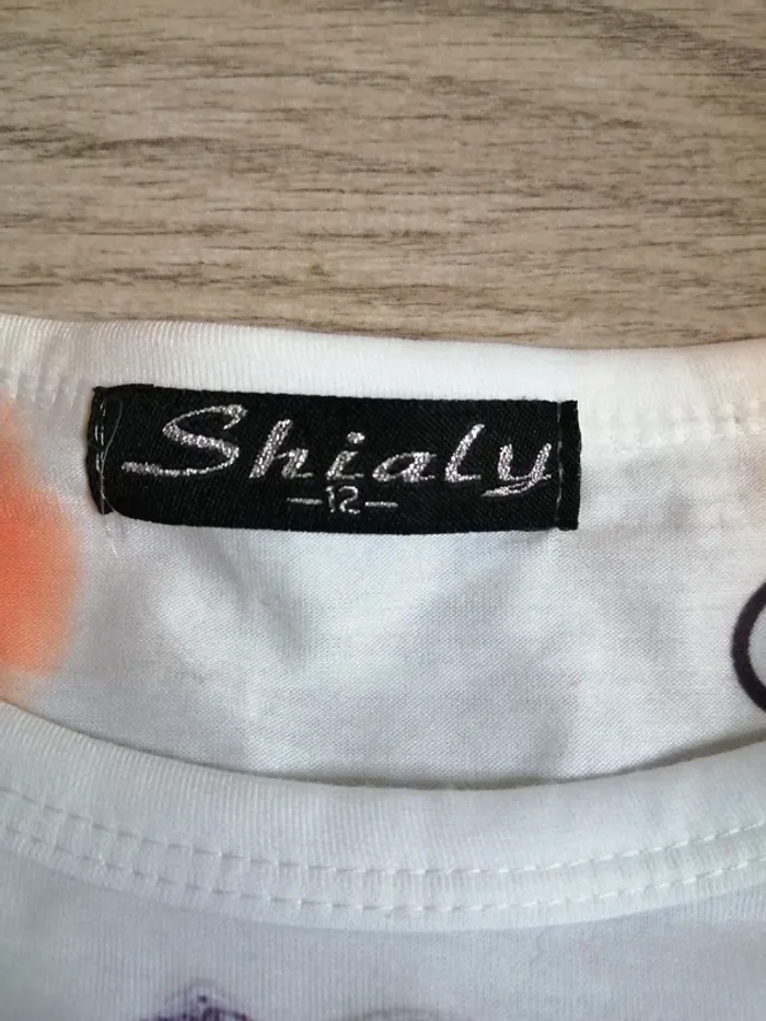 Tunique blanche et orange effet jupe en jeans imprimé fille asiatique / shialy /(12ans) - photo numéro 3