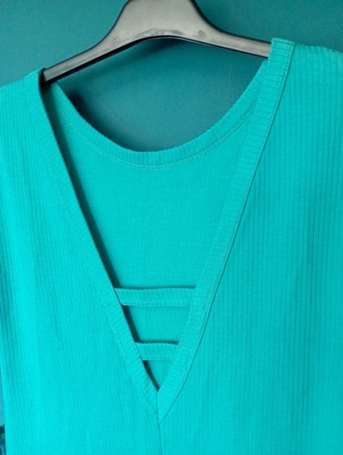 Robe d'été en maille coton vert émeraude - photo numéro 4
