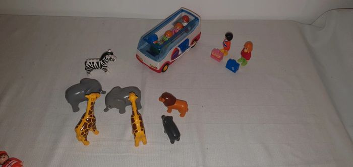 Playmobil 1 2 3 lot ou unité Air de jeux, bus, animaux sauvage et ferme tracteur pompier - photo numéro 6