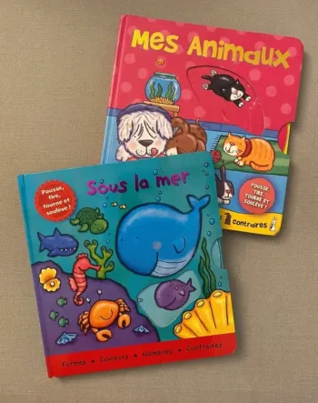 Livre pédagogique poisson animaux forme contraire nombre couleur tactile 2 ans anniversaire noel