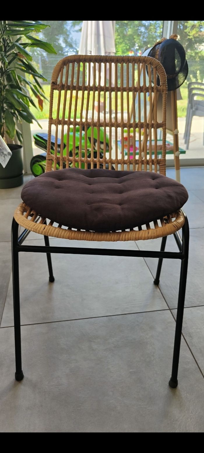 Lot 8 chaises en rotin et métal - photo numéro 2