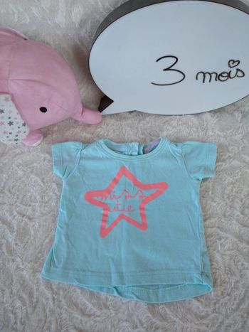 Tee shirt chemise manches courtes Fille 3 mois étoile Miss Cutie 100% coton