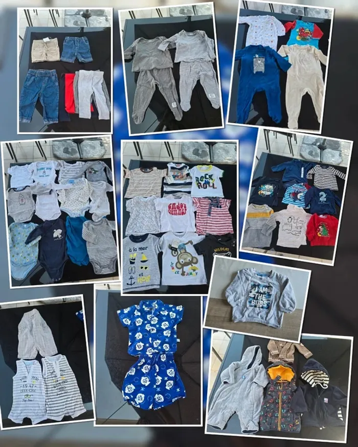 Lot 53 vêtements garçon 6 mois