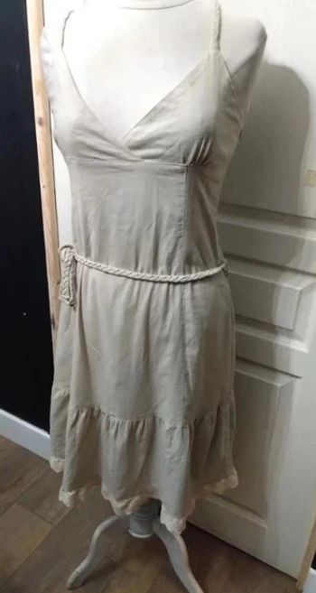 Robe d'été en lin et coton beige t 38 Mystic